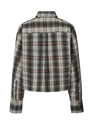 Rabens Saloner Seval Check shirting cropped shirt Grey check